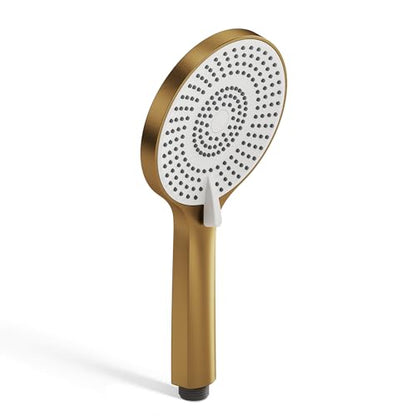 EVESTEIN Adjustable Hand Held Shower with Slide Bar, 3-Function Round Handshower Head with Hose, Brushed Gold - color: Brushed Gold