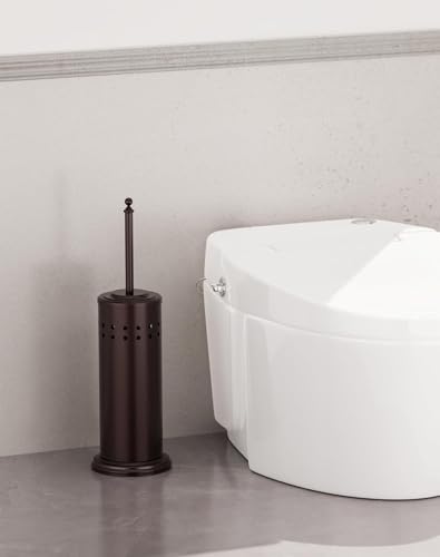 DOWRY Toilet Plunger with Holder for Bathroom Bronze | Hidden Toilet Bowl Cleaners Long Handle with Cover Powerful Force Suction Cup Heavy Duty Deep Cleaning - color: Bronze