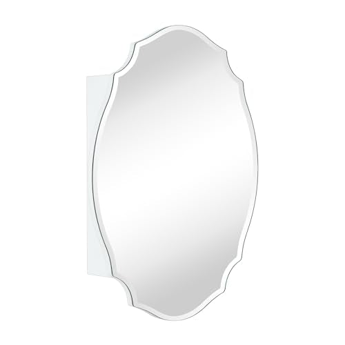 TOMACE Frameless Assymetrical Oval Medicine Cabinet with Beveled Mirror Irregular Surface Bathroom Medicine Cabinet Mirror with Storage for Bathroom 19'' H x 24'' W - size: 19'' x 24''