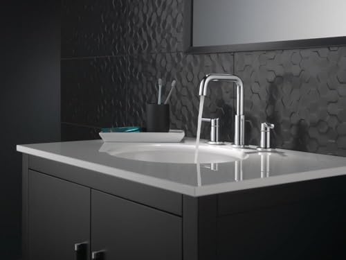 Delta Nicoli Chrome Faucet 3 Hole, 8 Inch Widespread Bathroom Sink Faucet for Vanity, Push-Pop Drain Assembly, Chrome 35849LF - color: Chrome