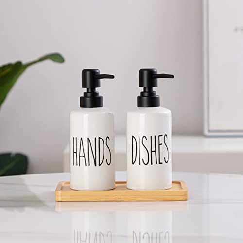 FE Dish Soap Dispenser for Kitchen, 10oz Ceramic Soap Dispenserr for Bathroom with Plastic Pump(Dishes) - color: White-dishes