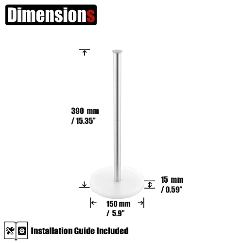 JQK Toilet Paper Storage Stand, 304 Stainless Steel Thicken 0.8mm Tissue Reserve Holder Dispenser for Bathroom, Brushed Steel, TPS180-WN - color: Brushed & White Base