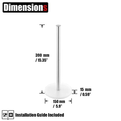JQK Toilet Paper Storage Stand, 304 Stainless Steel Thicken 0.8mm Tissue Reserve Holder Dispenser for Bathroom, Brushed Steel, TPS180-WN - color: Brushed & White Base