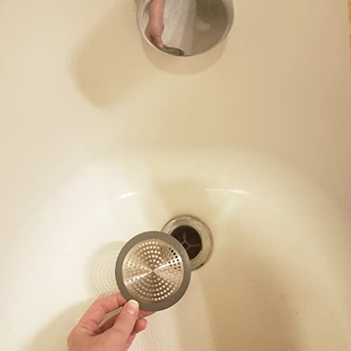 Danco Bathroom Sink & Tub Hair Catcher & Drain Protector, 2-Pack (11040P) - color: Brushed Nickel, size: Round [Pack of 1], style: Sink/Bathtub