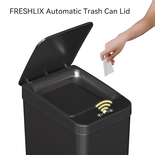 FRESHLIX Replacement Trash Can Lid Compatible with 2.2 x 2.6-Gallon Sensor Trash Can Battery Powered Black - color: Black-Lid