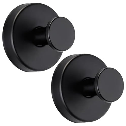 Suction Cup Hooks No Drill Stainless Steel Shower Hooks Towel Hook Heavy Duty on Smooth and Non-Porous Surfaces in Bathrooms Kitchen Bedroom (2, Matte Black) - color: Matte Black