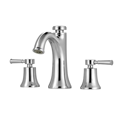 SUMERAIN 8" Widespread Bathroom Sink Faucet Chrome Finish | 3 Hole, Transitional Style, Dual Spray Modes, Temperature Memory, Solid Brass - color: Chrome