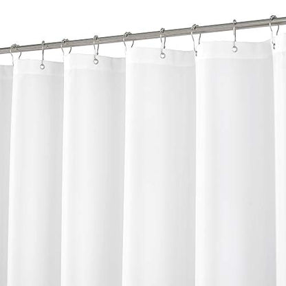 N&Y HOME 108 inch Extra Long Shower Curtain or Liner, Hotel Quality, Washable Fabric, White Bathroom Curtains with Grommets, 72x108 - color: White, size: 72"W x 108"L (Pack of 1)