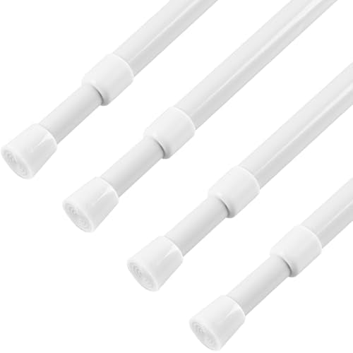 KXLife 4 Pcs Tension Curtain Rod 35 to 46 Inches, 5/8" Diameter Spring Curtain Rods, White, Adjustable Expandable Pressure Window Tension Rod No Drill - color: White-4 Pack, size: 35-46Inch