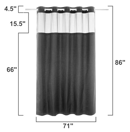 River Dream Heavyweight No Hooks Required Dotted Waffle Weave Shower Curtain with Snap in Liner -Extra Long 71W x 86H,Hotel Grade,Spa Like Bath Curtain,Graphite Grey - color: Graphite Grey, size: 71"W x 86"L (Pack of 1)