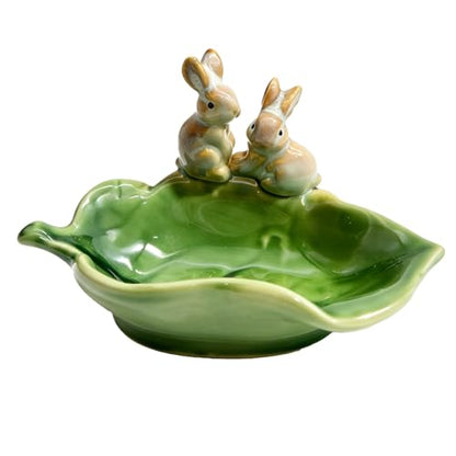Ceramic Rabbit Soap Dish, Decorative Bunny Candy Dish | Cute Soap Dish, Tray for Bathroom Counter & Shower,Bathroom Accessories