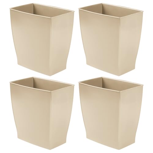 iDesign Small Plastic Bathroom Trash Can, Slim Rectangle Garbage Bin, 4-Pack, Brown | Bedroom, Office, Dorm - color: Brown, style: Pack of 4