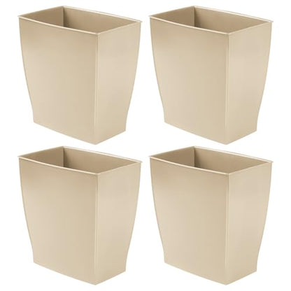 iDesign Small Plastic Bathroom Trash Can, Slim Rectangle Garbage Bin, 4-Pack, Brown | Bedroom, Office, Dorm - color: Brown, style: Pack of 4