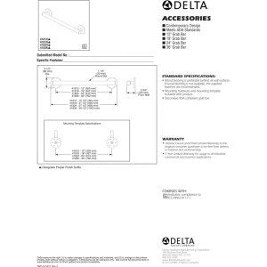 Delta Faucet 41818-SS Contemporary Grab Bar, 18-Inch, Stainless - color: Brilliance Stainless Steel, size: 18 Inch