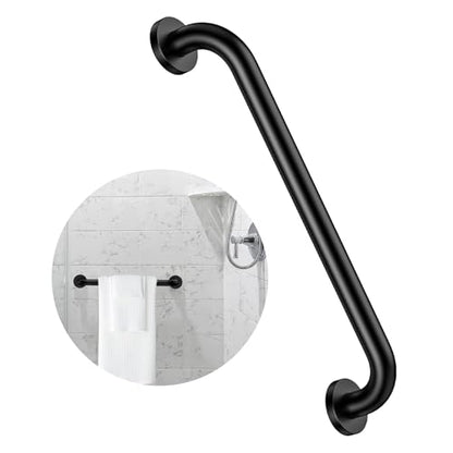 ZUEXT 16 Inch Oil Rubbed Black Stainless Steel Shower Grab Bar, Bathroom Safety Hand Rail, 500 Lbs Pull Force, Concealed Mount, Modern Sleek Style - color: Black, size: 16 Inch