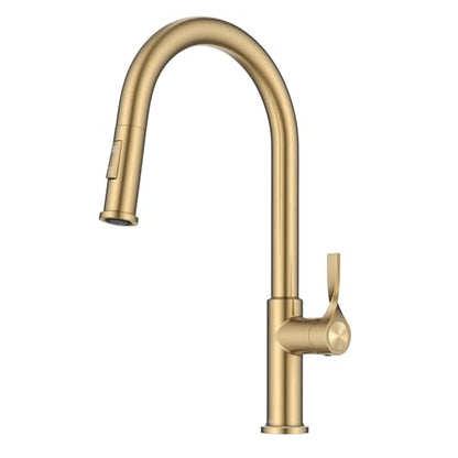 KRAUS Torak Pull Down Kitchen Faucet in Spot-Free Brushed Brass with 2 Function Sprayer, Pre-Attached Water Lines, and Mounting Hardware, KPF-2840SFBB - color: Spot Free Brushed Brass, style: Pull-Down Faucet