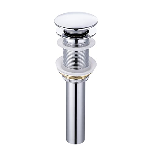 KES Bathroom Sink Drain Pop Up Drain Without Overflow Vessel Sink Vanity Stopper Polished Chrome, All Metal Rustproof Brass and 304 Stainless Steel, S2008D-CH - color: Polished Finish, style: NO Overflow (Big Cap)