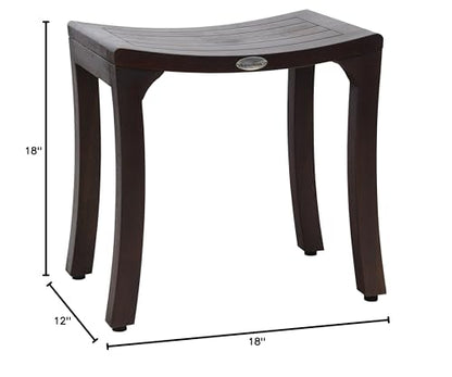 AquaTeak Patented 18" Asia Curve Mocha-Shield Teak Shower Bench - A. Bench | Durable, Water-Resistant Teak, Shower Chair & Shaving Foot Rest, Indoor/Outdoor Use