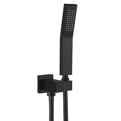 Heyalan Hand-held Shower Head Set-SUS304 Handheld Shower,Matte Black | SUS304 stainless steel wand, curved-style design, single rain spray, 59-inch long hose and standard 1/2-inch connection - color: Matte Black, style: Curved Style