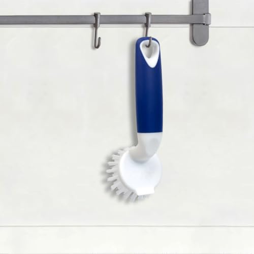 CELOX 2 Pack Dish Brush, Dishwashing Scrubber & Scraper with Handle, Wand, Kitchen Scrub Brush for Sink Grout Cleaning - color: Blue-a
