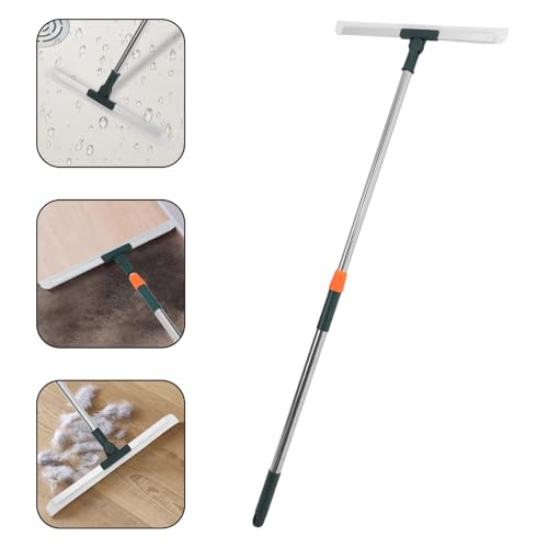 Silicone Squeegee for Window Cleaning and Shower Walls, 36cm Long Handle Water Scraper with Extendable Rod, Floor and Tile Scraper for Bathroom and Kitchen Use