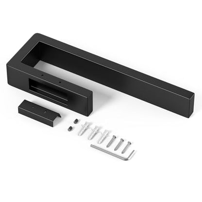 HUFEEOH Hand Towel Holder, Stainless Steel Bathroom Towel Holder Towel Bar, Matte Black Dish Towel Hanger Wall Mount Kitchen Towel Rack Heavy Duty Hand Towel Racks for Bathroom - color: Black, size: 8 Inch-Drilling