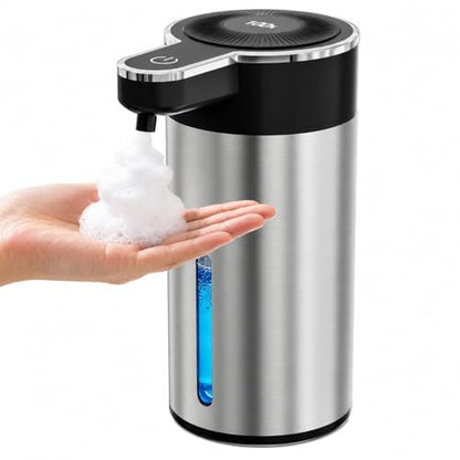 Touchless Automatic Foaming Soap Dispenser for Bathroom | Rechargeable, 13.5oz Large Capacity, Fast Sensor, 4 Adjustable Liquid Levels, Waterproof, Clog-Free Pump - color: St-03 Foam Silver, style: Foam