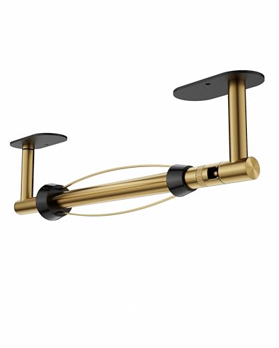 Paper Towel Holder Under Cabinet, Self Adhesive or Wall Mount for Kitchen Bathroom, Stainless Steel Paper Towel Holders with Damping Effect, Single Hand Operable (Black&Gold) - color: Black&gold, size: One Hand Tear Holder