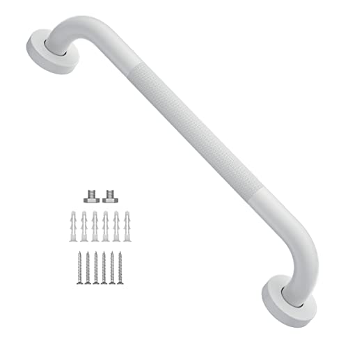 20 Inch Anti Slip Shower Grab Bar White, Munzong Bathroom Safety Bar | 1.25" Diameter Knurled Bathroom Balance Bar Safety Hand Rail Support Handicap Elderly Senior Assist Bath Handle - color: White, size: 20 Inch