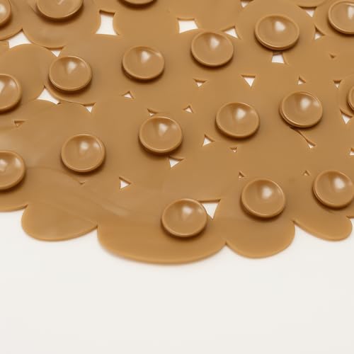 Dependable Industries Inc. Essentials Nonslip PVC Pebble Style Bathmat Shower Bathtub with Suction Cups 27" x 15" Textured for Secure Footing Oval (Brown) - color: Brown