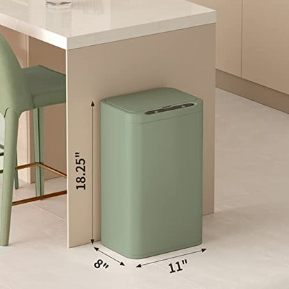 ELPHECO Stainless Steel Office Trash Can 6.6 Gallon Motion Sensor Green | Automatic Garbage Bin Rectangular Touch Free Waste Bin for Hotel and Living Room, Avocado Green, 2AA - color: Avocado Green