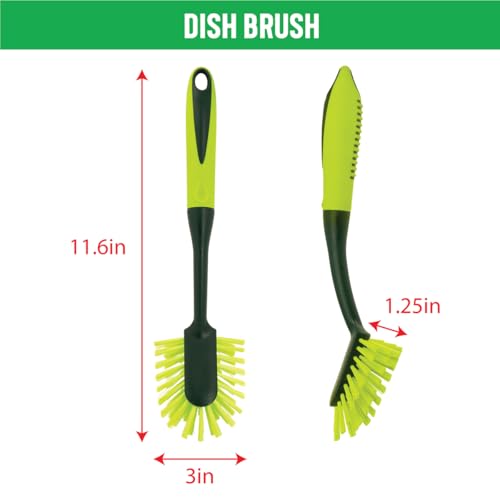 Pine-Sol Scrub Brush Set - Long Handle Cleaning Brushes with Heavy Duty Bristles and Comfort Grip - Scrubbers for Kitchen, Household, and Dishwashing, 2 Pieces - size: 2 Piece Set