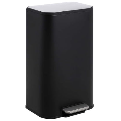 GarveeHome 8 Gal Kitchen Trash Can, Stainless Steel Garbage Can, Black | Soft Close Lid, Hands-Free Foot Pedal, Removable Inner Bucket, Rectangular Step On Waste Bin for Home Office Living Room - color: Black, size: 30 L