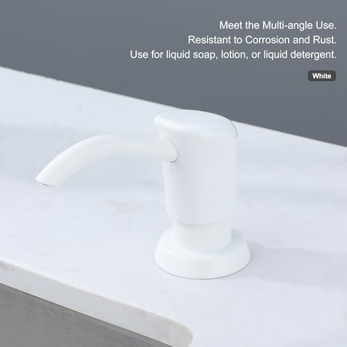 GAGALIFE Soap Dispenser for Kitchen Sink, Kitchen Sink Soap Dispenser with 17 Ounce Large Pet Soap Bottle, in Sink Soap Dispenser Refill from The Top, White - color: White