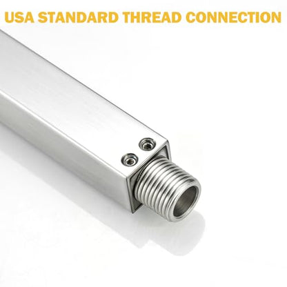 16 Inch Shower Head Extension Arm with Flange, Shower Rod, Nickel | Square Straight Rain Showerhead Extended Arms, Shower Pipe Extender Arm Replacement, Wall Mounted, SUS304 Stainless Steel - color: Nickel