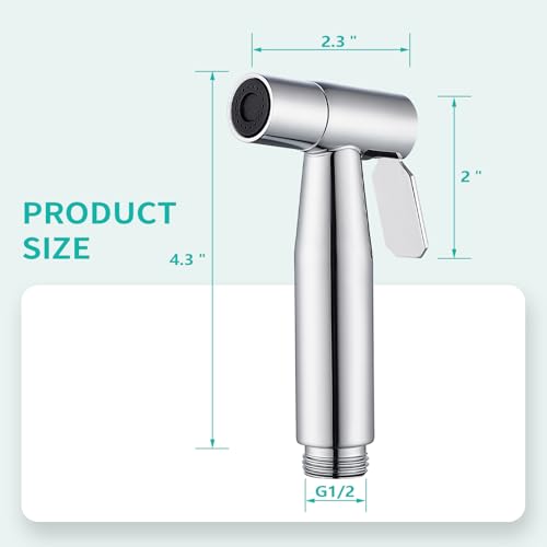 BARROCK 2 Pack Bidet Sprayer Head Only, Stainless Steel Handheld Shattaf Jet Spray for Toilet, Baby Cloth Diaper Sprayer with Adjustable Water Pressure Control, Chrome - color: Chrome