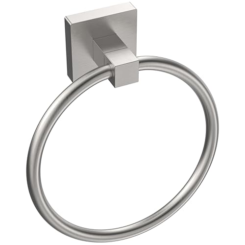 RUACQ Towel Ring, Hand Towel Holder for Bathroom Wall, Brushed Nickel | Wall Mounted Hand Towel Bar, 304 Stainless Steel Towel Hanger, Square Base, Round Towel Holder Design, Modern, Heavy Duty - color: Brushed Nickel, size: 1