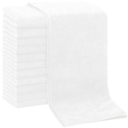 FIXSMITH Salon Towels 12 Pack, White Hand Towels for Bathroom, Quick Dry Gym Towels, Spa Face Towel, Absorbent Microfiber Towels for Salon, Barber, Gym, Bath, Pedicure and Home Hair Care,16 x 27 in - color: White