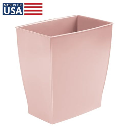 iDesign Small Plastic Bathroom Trash Can, Slim Rectangle Garbage Bin, Pink | Bedroom, Office, Dorm - color: Pink, style: Pack of 1