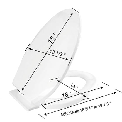 Renovators Supply Manufacturing White Plastic Soft Close Toilet Seat Elongated Slow Close Toilet Seat With Adjustable Mounting Hardware - color: White, size: Pack of 1