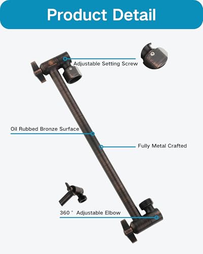 11 Inch Adjustable Shower Head Extension Arm With Locking Set Screw, Singing Rain 304 Stainless Steel Angle Height Adjustable, Easy Install, G1/2 Universal Connector Compatible (Oil Rubber Bronze) - color: 4. Oil Rubbed Bronze, style: 11 inch
