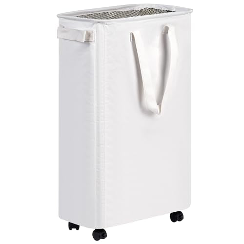 efluky Slim Laundry Hamper with Wheels, Rolling Laundry Basket for Clothes, Small Laundry Basket for Bedroom, Dorm and Laundry Room, 60L (12.7 Gallons) White - color: White, size: 60L