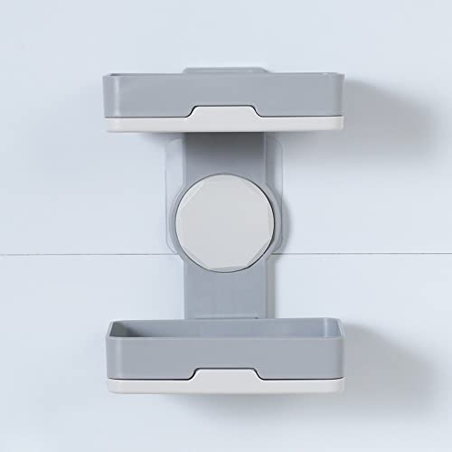 Soap Holder, PEFWO Strong Adhesive Double Layer Soap Dish, Removable Drill-Free Shower Soap Holder for Shower, Bathroom, Bathtub, Kitchen (Gray) - color: Gray