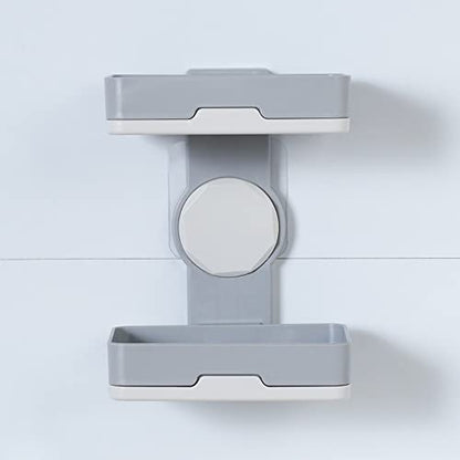 Soap Holder, PEFWO Strong Adhesive Double Layer Soap Dish, Removable Drill-Free Shower Soap Holder for Shower, Bathroom, Bathtub, Kitchen (Gray) - color: Gray