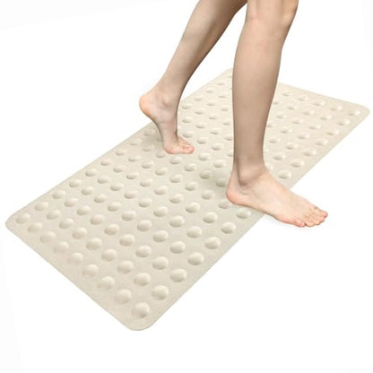 Bathtub Mat Non-Slip Soft Rubber Bathtub Mat, Shower Mat with Strong Suction Cups and Soft Bubbles for Tubs and Showers Bathroom (16''x28'') - color: Beige White (Yellowish)-bubbles, size: 27.6" x 15.8" (Rectangular)