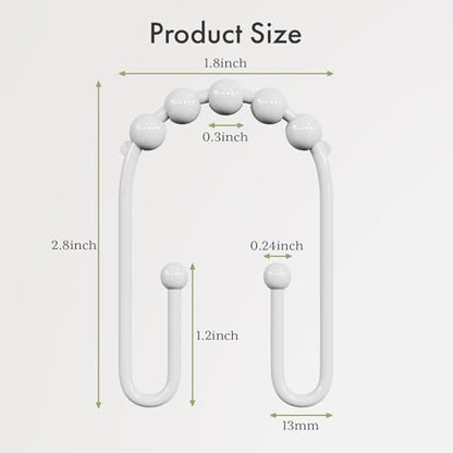 AmazerBath Shower Curtain Hooks White Metal Shower Curtain Rings Rust Proof, Double Sided Shower Curtain Hooks for Shower Curtain Liner Smooth Shower Hook Rings for Bathroom, Set of 12 - color: White, style: Modern