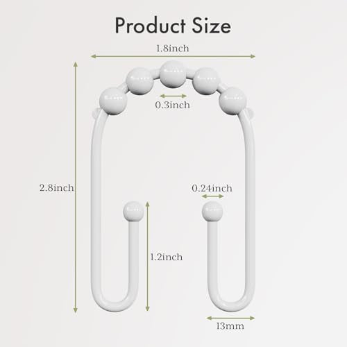 AmazerBath Shower Curtain Hooks White Metal Shower Curtain Rings Rust Proof, Double Sided Shower Curtain Hooks for Shower Curtain Liner Smooth Shower Hook Rings for Bathroom, Set of 12 - color: White, style: Modern