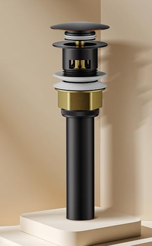 Bathroom Sink Drain with Strainer Basket and Pop-Up Drain Stopper Set (Oil Rubbed Bronze, with Overflow) - color: Oil Rubbed Bronze, size: with Overflow