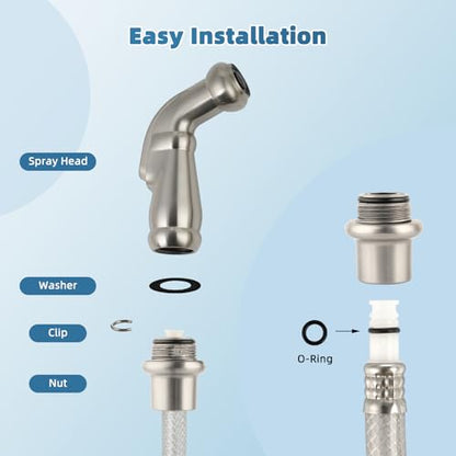 Universal Kitchen Side Sprayer Head Sink Faucet Attachment, Brushed Nickel | NSF/ANSI/CAN 372 Certified, Compatible with Delta, Moen, Kohler and Other OEM Brands Pull Out Spray Head, Nozzle Head Only - color: Brushed Nickel, style: Nozzle Head Only