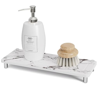 Kitchen Sink Caddy, Kitchen Sink Caddy Diatomite Water Absorbing Stone Tray, Marble - color: Marble